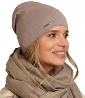 Jesienna CZAPKA damska nakrycie głowy polski producent latte gładka V3