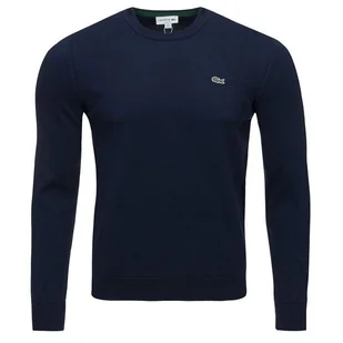 Lacoste sweter męski granatowy klasyczny crew-neck 2XL - Swetry męskie - miniaturka - grafika 1