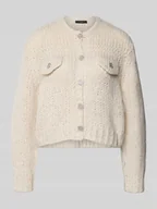 Swetry damskie - Kurtka z dzianiny z okrągłym dekoltem i listwą guzikową - miniaturka - grafika 1