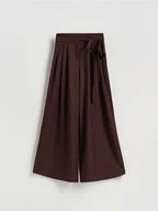 Spodnie damskie - Reserved - Spodnie z wiązaniem - ciemnobrązowy - miniaturka - grafika 1