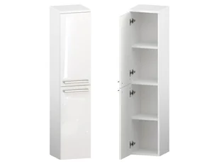 Słupek Łazienkowy ATH 30 cm 2D Lewy - Biały Wysoki Połysk - Uchwyty Stal Szczotkowana - Szafki łazienkowe - miniaturka - grafika 1