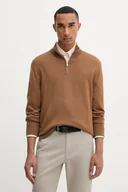 Swetry męskie - Calvin Klein sweter wełniany męski kolor brązowy lekki z półgolfem LV04LD318G - miniaturka - grafika 1