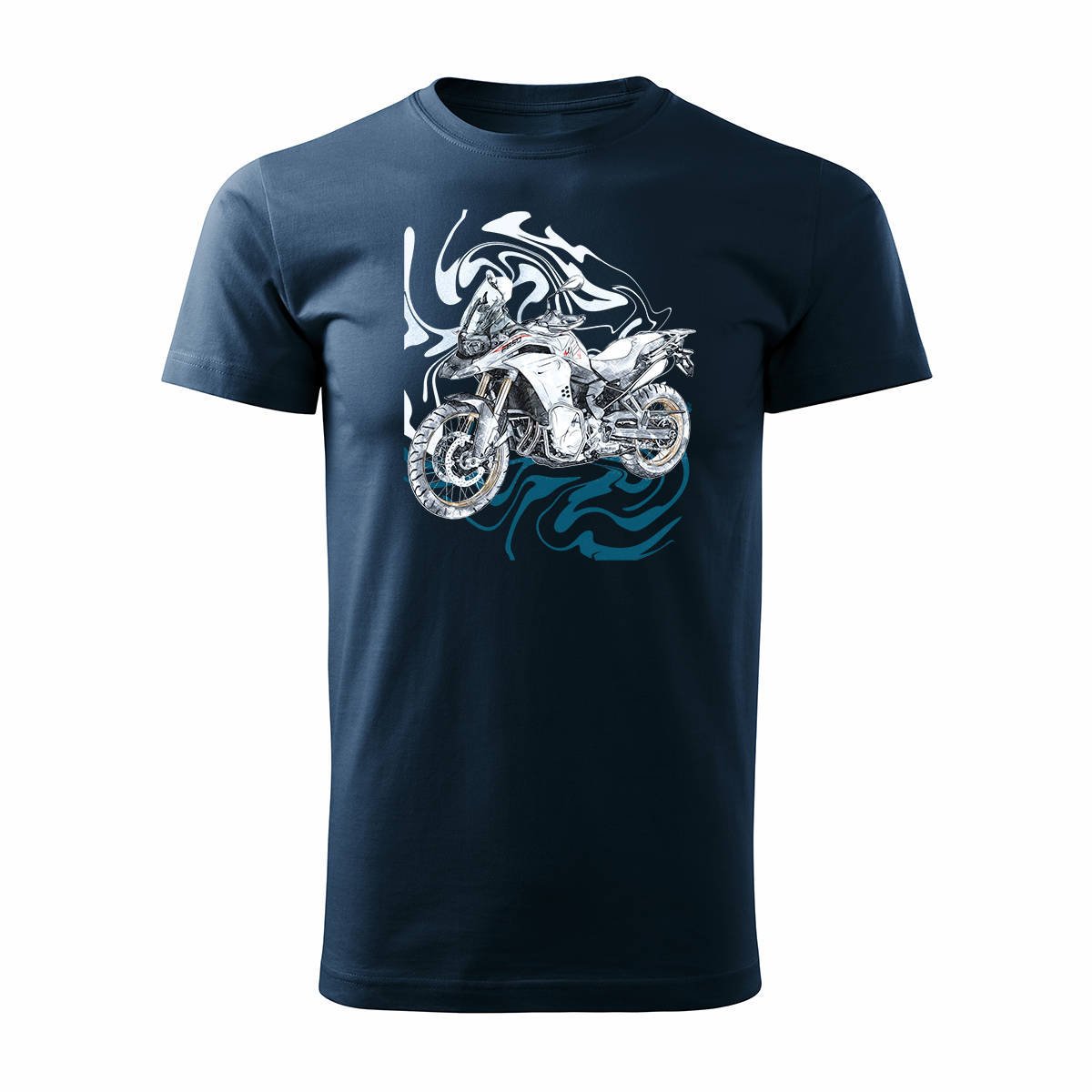 Koszulka motocyklowa z motocyklem na motor BMW GS F850 męska granatowa-S