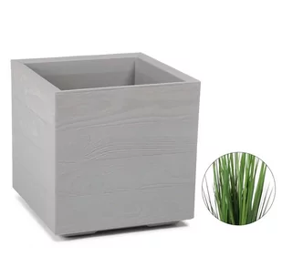 LAMELA Doniczka Karo Eco wood deska szara 400 x 400 mm - Donice - miniaturka - grafika 1