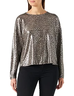 ONLY Women's ONLELIN 3/4 Shine TOP JRS T-Shirt, Black/AOP: Silver Leo, XL - Koszulki i topy damskie - miniaturka - grafika 1