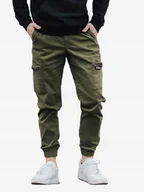 Spodnie męskie - Spodnie Męskie Materiałowe Bojówki Jogger Oliwka Khaki Jigga Wear Cargo XXL - miniaturka - grafika 1
