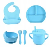 Miseczki i talerzyki dla dzieci - PIERWSZE NACZYNIA ZESTAW DO KARMIENIA DLA DZIECI SILIKONOWE NACZYNIA - miniaturka - grafika 1
