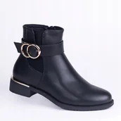 Botki damskie - Sztyblety botki damskie GOODIN GD-WL-66 Skóra eko klasyk logo czarne 39 - miniaturka - grafika 1