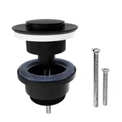 Akcesoria hydrauliczne - EQUATION Korek KLIK KLAK uniwersalny czarny do umywalki okrągły płaski - miniaturka - grafika 1