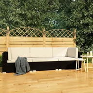 Sofy ogrodowe - vidaXL 3-częściowa sofa ogrodowa z poduszkami, rattan PE, czarny - miniaturka - grafika 1