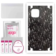 Szkła hartowane na telefon - Folia naklejka skórka strukturalna na TYŁ+BOKI do Apple iPhone 11 Pro -  Carbon Pixel Czarny - apgo SKINS - miniaturka - grafika 1
