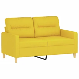 2-osobowa sofa z poduszkami, jasnożółta, 120 cm, tkanina - Sofy i kanapy - miniaturka - grafika 5