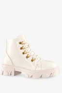 Botki damskie - Beżowe botki workery damskie sznurowane Casu G22WX2-BE-N-39 - miniaturka - grafika 1