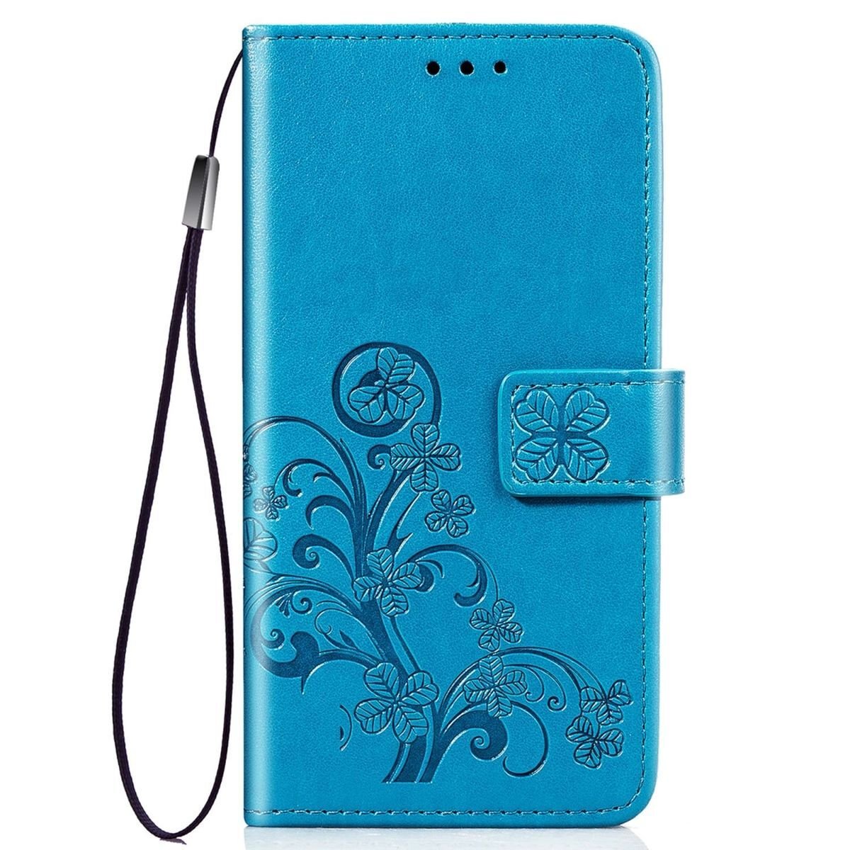 Etui na telefon komórkowy Pokrowiec ochronny Etui z klapką Uchwyt na kartę Kwiaty, Kolor: Niebieski, Wybierz model: Samsung Galaxy A72 5G