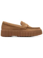 Mokasyny damskie - Clarks Skórzane mokasyny "Torhill Penny" w kolorze jasnobrązowym - miniaturka - grafika 1