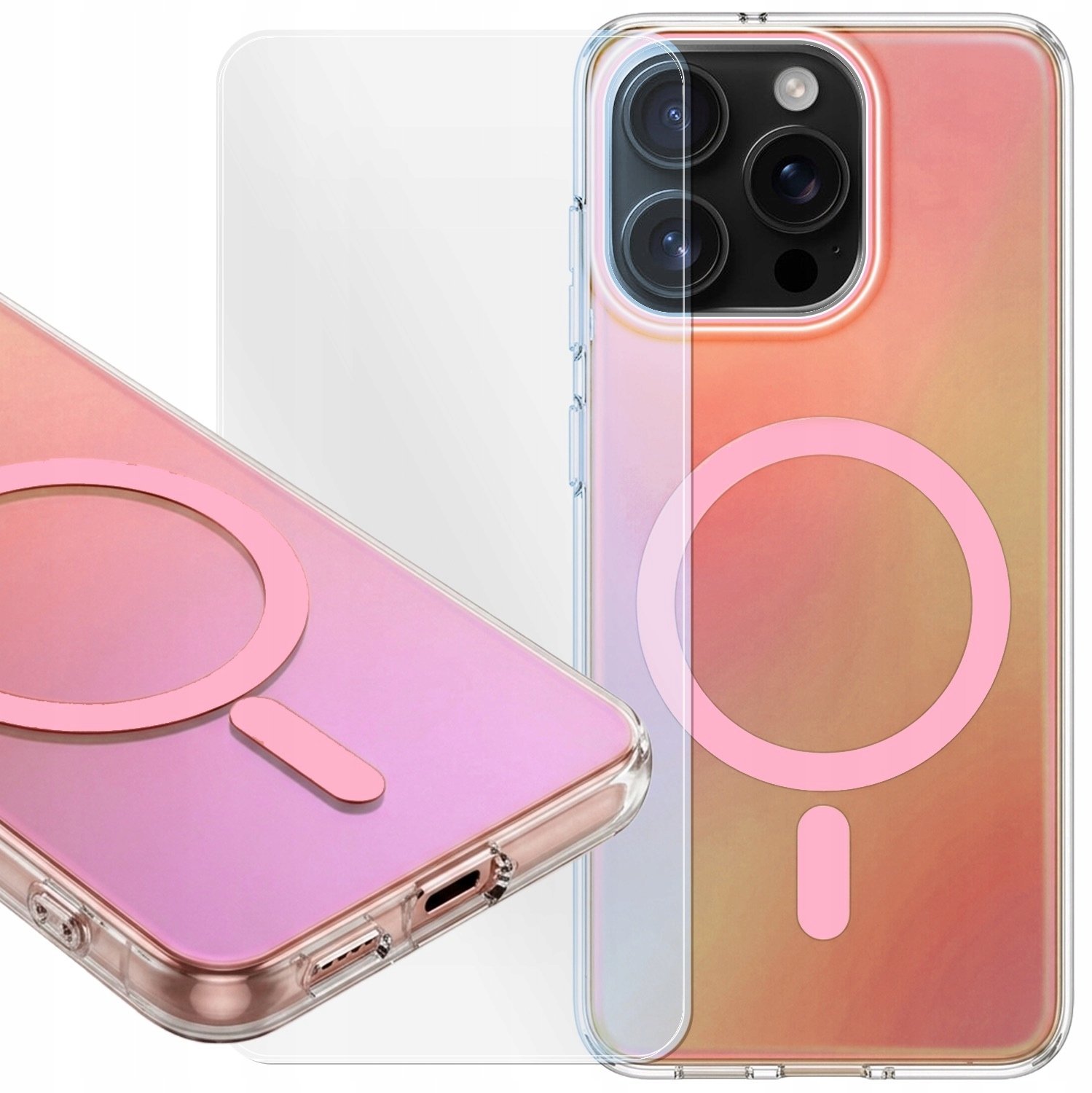 Hello Case Etui Do Magsafe Do iPhone 16 Pro Max Różowe, Aurora, Ochronne Szkło