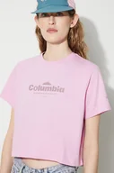 Koszulki sportowe damskie - Columbia t-shirt bawełniany kolor różowy - miniaturka - grafika 1