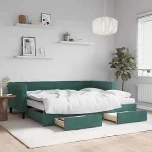 Sofa rozsuwana z szufladami, ciemnozielona, 90x200 cm, aksamit  Lumarko! - Łóżka Sofa rozsuwana z szufladami, ciemnozielona, 90x200 cm, aksamit  Lumarko! - Łóżka - miniaturka - grafika 1
