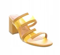 Klapki i japonki damskie - Chattawak Klapki Żółte Wsuwane na Obcasie Damskie 40 Jwj - miniaturka - grafika 1