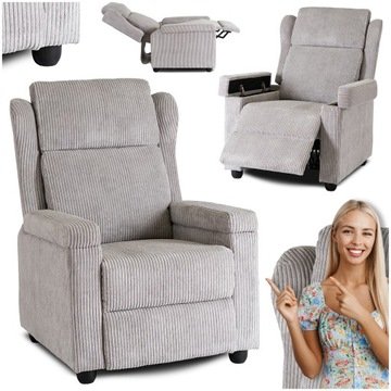 Fotel Rozkładany Wypoczynkowy Uszak Do Salonu Do Spania Szary Spencer