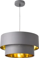 Lampy sufitowe - lux.pro lampa wisząca E27 lampa sufitowa lampa wisząca 40 cm metal tkanina szaro-złoty - miniaturka - grafika 1