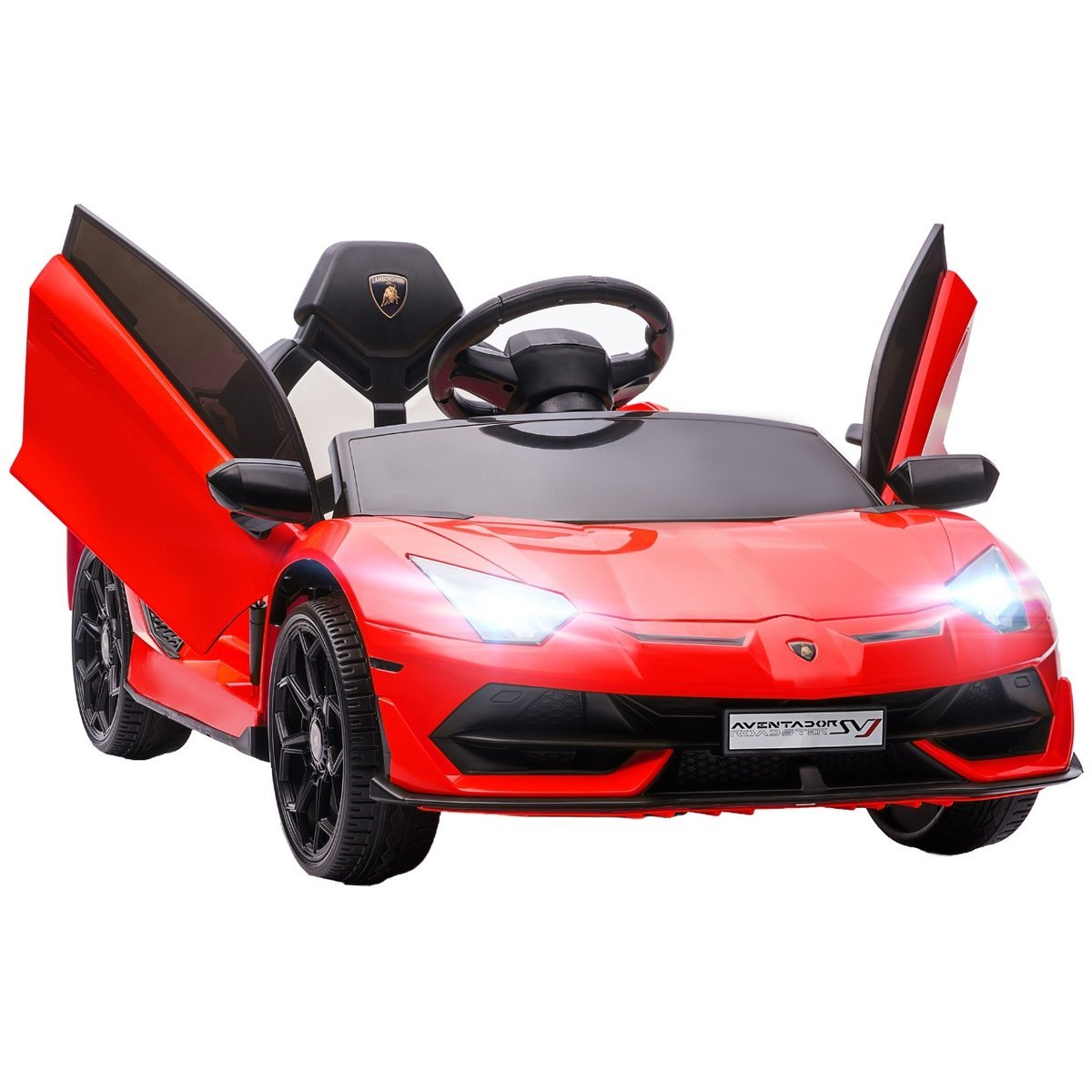 HOMCOM LAMBORGHINI AVENTADOR SVJ ROADSTER 12V Elektryczny samochodzik z pilotem 2.4G, 2 silnikami, dziecięcy samochodzik z klaksonem MP3, muzyką, ła..