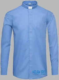 Koszula kapłańska z koloratką, długi rękaw - ciemnoniebieska - Szaty liturgiczne - miniaturka - grafika 1