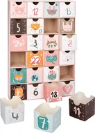Pozostałe akcesoria świąteczne - Kalendarz adwentowy BRUBAKER do wypełnienia - Animal Christmas Pink - kalendarz świąteczny DIY z 24 drzwiczkami na bony, słodycze i inne niespodzianki - 32,5 cm wysokości, wykonany z kartonu - miniaturka - grafika 1