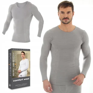 BRUBECK LS11600 koszulka męska termo WEŁNIANA - M - Koszulki męskie - miniaturka - grafika 1