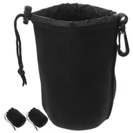 Torby fotograficzne i futerały - 3szt Futerał na obiektyw aparatu Torba do przechowywania obiektywu aparatu Sznurek Etui na obiektyw Osłona obiektywu Czarny 17.00X10.00X10.00CM - miniaturka - grafika 1