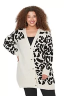 Swetry damskie - Trendyol Damski sweter kardigan z dekoltem w serek oversize plus size, wielokolorowy, XL, wielobarwny, XL - miniaturka - grafika 1