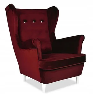 Fotel Uszak ciemny czerwony KOLOR WINA do czytani - Fotele - miniaturka - grafika 1