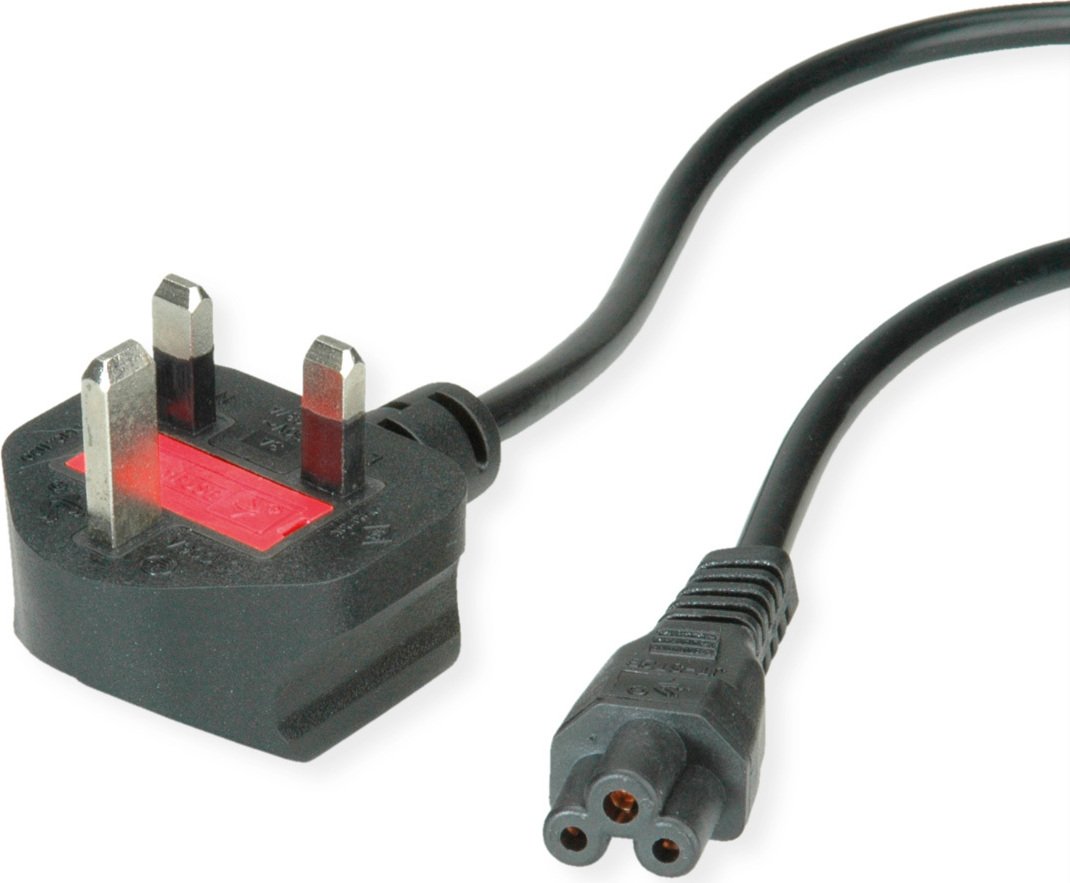 VALUE Kabel sieciowy UK, 3-pinowe gniazdo notebooka, 3A, czarny, 1,8 m