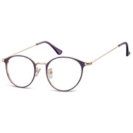 Okulary korekcyjne, oprawki, szkła - Okulary zerówki oprawki korekcyjne lenonki owalne 923B fioletowo-złote - miniaturka - grafika 1