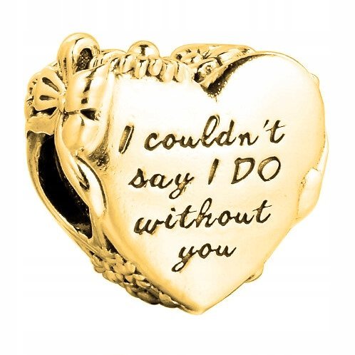 Złoty Charms Serce Heart Miłość Napis Dziękuje że Jesteś SREBRO 925