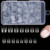 Inne - TEMU 240 Sztuk Owalnych Krótkich Sztucznych Paznokci, Przezroczyste Pełne Pokrycie Fałszywych Końcówek Orzechowych, Błyszczący Wykończony Występnego - miniaturka - grafika 1