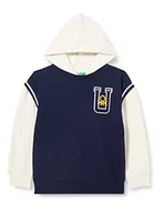 Bluzy dla chłopców - United Colors of Benetton Chłopięca bluza z kapturem z długim rękawem, Ciemnoniebieski 252, L - miniaturka - grafika 1