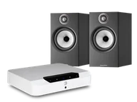 Zestawy stereo - Bluesound POWERNODE EDGE (biały) + 606 S2 Anniversary Edition (czarny) - miniaturka - grafika 1
