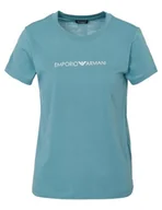 Koszulki i topy damskie - Emporio Armani Damska koszulka z okrągłym kołnierzem z logo Iconic, Arctic, XS - miniaturka - grafika 1