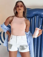 Spodenki damskie - Spodenki damskie SHINEWEAR białe Dstreet SY0339-XL - miniaturka - grafika 1