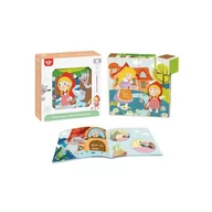 Klocki - Tooky Toy Tooky Toy TOOKY TOY Drewniane Klocki Puzzle Układanka Czerwony Kapturek Książeczka 17 el TF456 - miniaturka - grafika 1