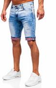 Spodenki męskie - Niebieskie krótkie spodenki jeansowe męskie Denley TF192 - miniaturka - grafika 1