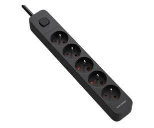 Silver Monkey Listwa antyprzepięciowa 5 gniazd 16A/230V 5m czarna - Listwy zasilające - miniaturka - grafika 1