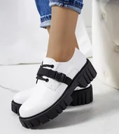 Botki damskie - Białe półbuty na traktorowej podeszwie Marike -37 - miniaturka - grafika 1