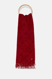 Tommy Hilfiger szalik wełniany kolor bordowy wzorzysty AW0AW16650 - Apaszki i szaliki damskie - miniaturka - grafika 1