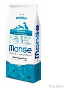 MONGE SPECIALITY LINE HYPOALLERGENIC - ŁOSOŚ Z TUŃCZYKIEM 12KG - Sucha karma dla psów - miniaturka - grafika 1