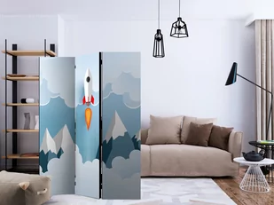 Parawan 3-częściowy - Rakieta w chmurach [Room Dividers] (rozmiar 135x172) - Parawany - miniaturka - grafika 2