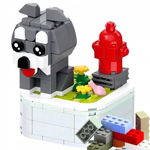 Klocki Konstrukcyjne Zestaw Klocków Pies SCHNAUZER 3D hydrant 178 el. 6+ - Klocki - miniaturka - grafika 1