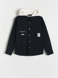 Reserved - Koszula oversize z kapturem - czarny - Bluzki dla chłopców - miniaturka - grafika 1