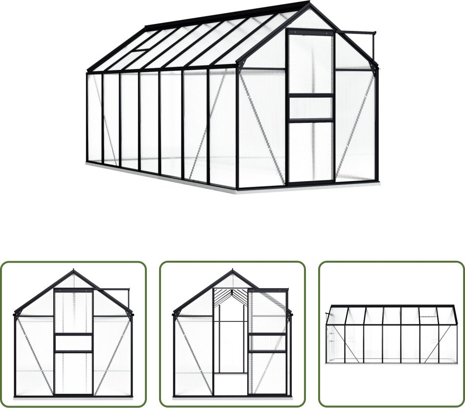 Szklarnia Living Store z fundamentem aluminiowym antracytowym 8,17 m²